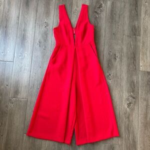 BCBGeneration Red Wide-Leg Cutout Jumpsuit – Size 4 – Plunge Neck Cocktail